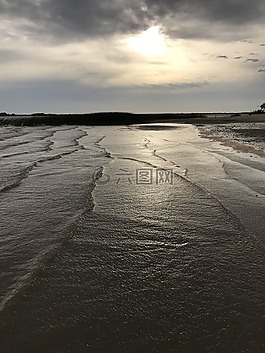 海,波,日落