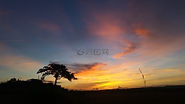 日落,云,多彩