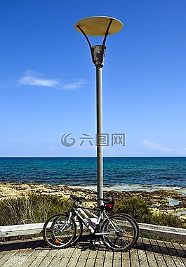 自行車,海,海灘