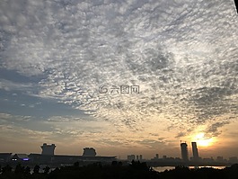 白云,落日,夕陽