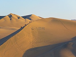 沙丘,沙漠,日落