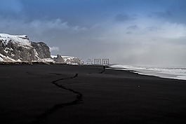 海灘,冬天,沙