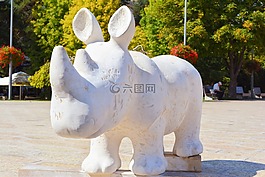 雕像,犀牛,雕塑