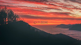 日落,海洋,云