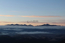 山,云,天空