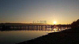 博登湖,日落,水