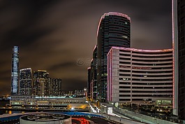 香港,在晚上,天際線