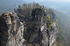 易北河砂岩山,撒克逊瑞士,塔的全景视图