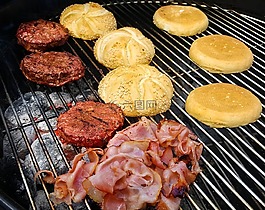 汉堡,烧烤,肉