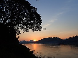 琅勃拉邦,湄公河流域,日落