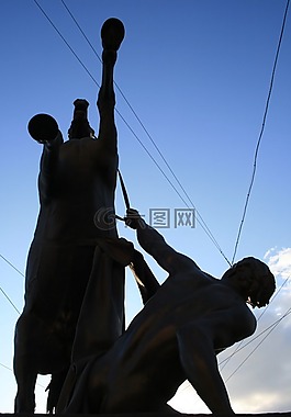 雕像,馬,男子