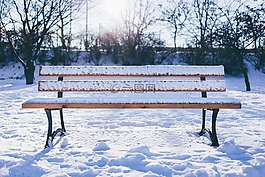 長凳,戶外,雪