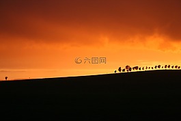 日落,遙遠(yuǎn),傍晚的天空
