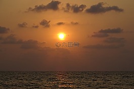 海灘,海,日落