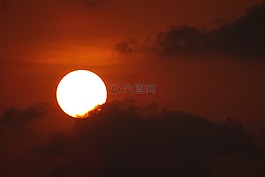 海灘,海,日落