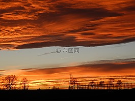 天空,日落,橙