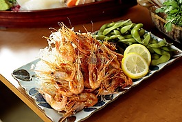 烹飪,蝦,毛豆