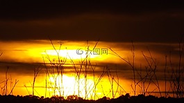 日落,太陽,橙色