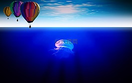 氣球,海,水母