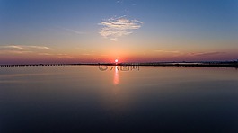 日落,日出,水