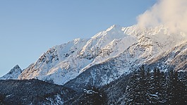 藍(lán)色,天空,山