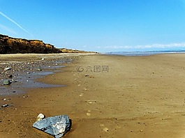 沙子和天空,海滩,英格兰