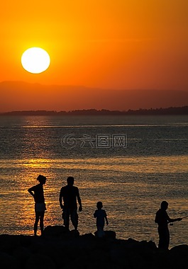 日落,太陽,abendstimmung