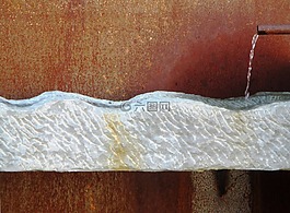 噴泉,水,流