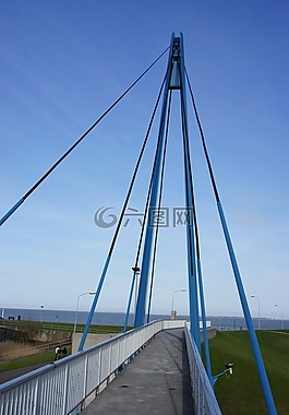 橋,景觀,藍(lán)色