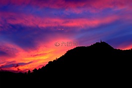 日落,侧影,加姆波勒