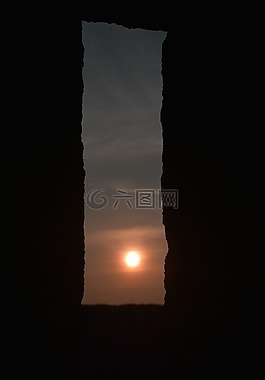 窗口,太陽,日落