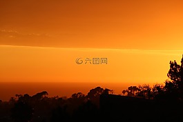 日落,自然,橙色