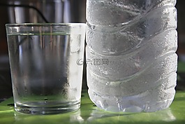 冰冷的水,瓶,玻璃