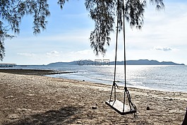 秋千,海灘,天空