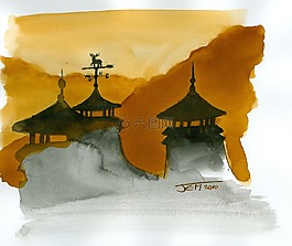 蘇格蘭,酒廠,水彩畫