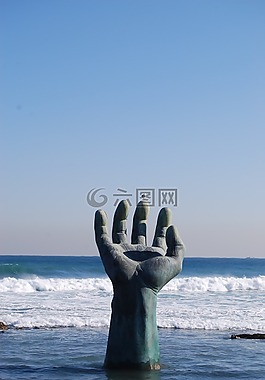 海,手,雕塑
