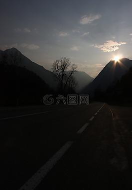 路,日落,abendstimmung