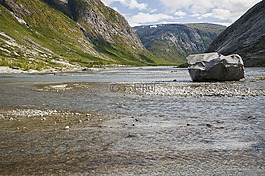 挪威,景觀,冰川河流