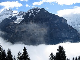瑞士,山,雪