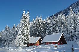 小木屋,阿爾卑斯山,冬天