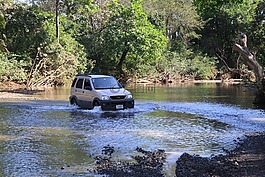 汽車,河,河過境