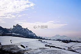 verucchio,雪,景觀