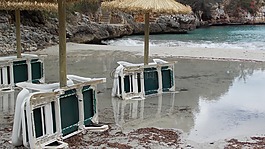 海灘,日光躺椅,洪水