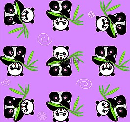 熊猫,紫色,竹