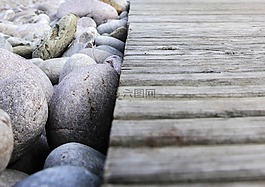 木材,石頭,海灘