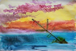 多彩,水彩,畫