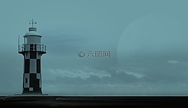燈塔,月球,海