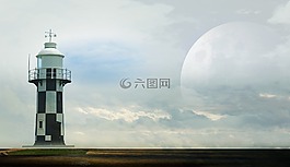 燈塔,月球,海