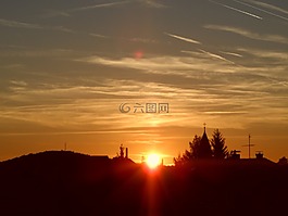 日落,太陽,天空