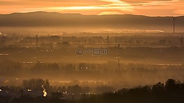 日出,景觀,天空